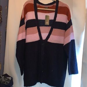 striped button up cardigan